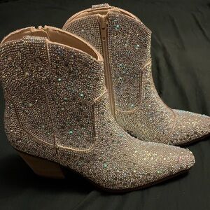Vintage Inspired - Women’s size 8.5, Rhinestone Ankle Western-Style Bootie
